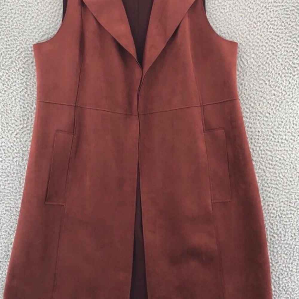 chicos faux suede duster vest